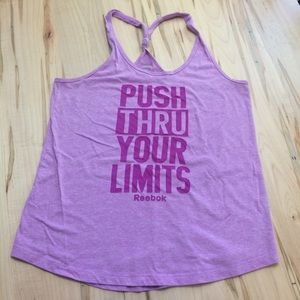 Reebok graphic exercise knotted racerback tank